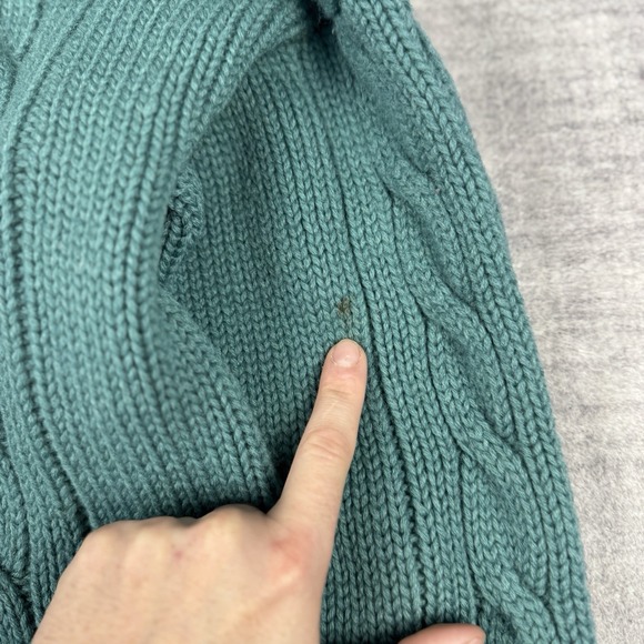 Polo Ralph Lauren Sweater Mens Large Blue Cable Knit Shawl Cardigan Lambswool - Picture 10 of 16